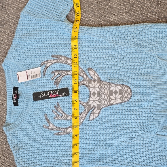 Sugar Rush Girls Light Blue Sweater with Antler Design NWT - Picture 9 of 10